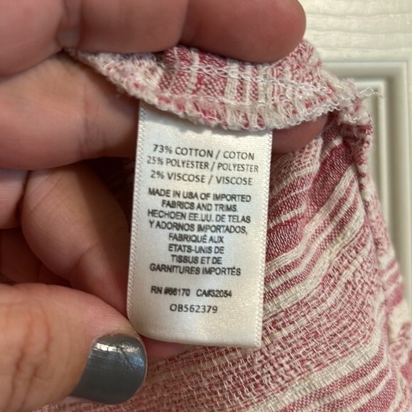 SATURDAY SUNDAY Anthropologie Small Pink White Striped Crop Top Sleeveless - Picture 5 of 7